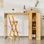Natural Bamboo Folding Bar Table With Storage Shelf