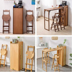 Natural Bamboo Folding Bar Table With Storage Shelf Main Product Image