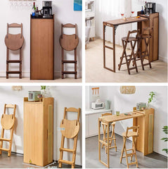 Natural Bamboo Folding Bar Table With Storage Shelf Main Product Image