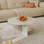 Natural Beige Travertine Round Coffee Tables for Wabi-Sabi Living Rooms