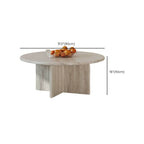 Natural Beige Travertine Round Coffee Tables for Wabi-Sabi Living Rooms Dimensions