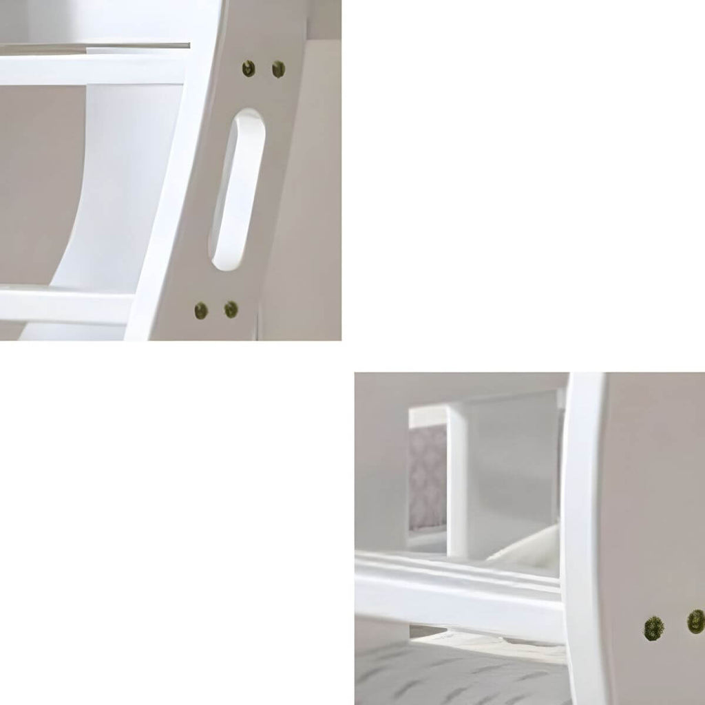 Natural/Blue Modern Wooden Bunk Bed with Bookshelf, Ladder and Storage