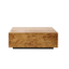 Natural Burlwood Cube Coffee Table with Floating Silhouette