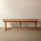 Natural Elm Wood Living Room Bench – Modern Rectangular Solid-Color Seat