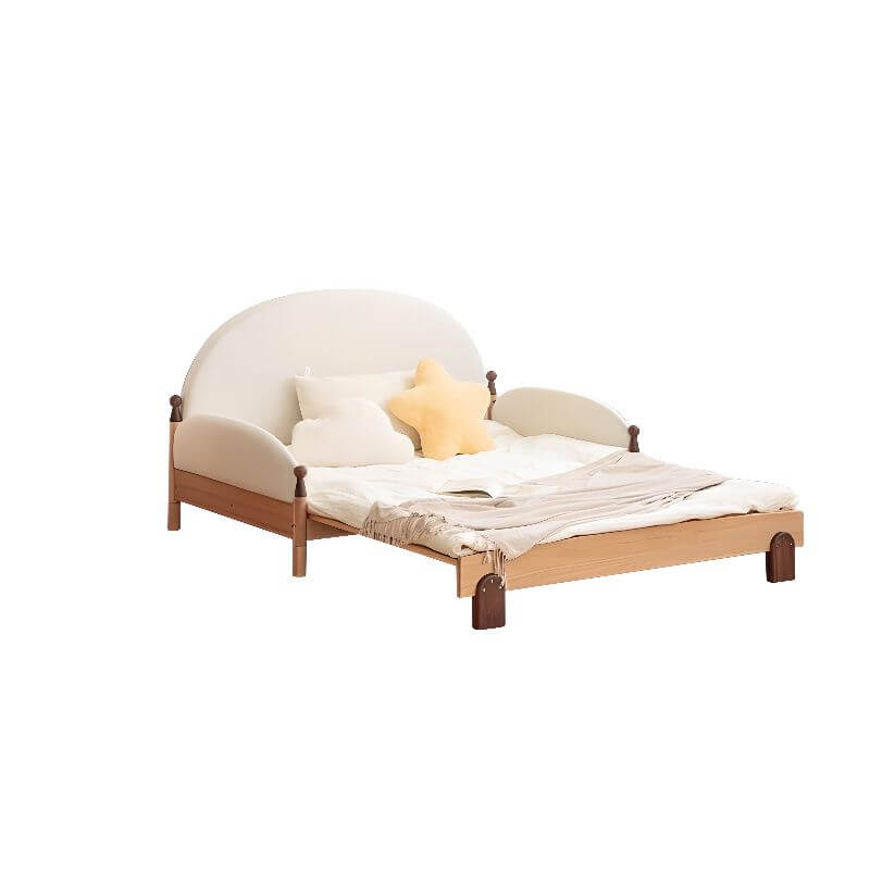 Natural Finish Kids Bed with Fun Roof and Climbing Frame