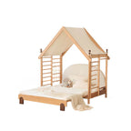 Natural Finish Kids Bed with Fun Roof and Climbing Frame