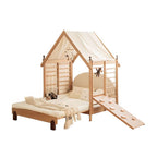 Natural Finish Kids Bed with Fun Roof and Climbing Frame