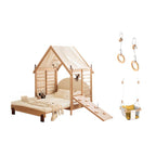 Natural Finish Kids Bed with Fun Roof and Climbing Frame