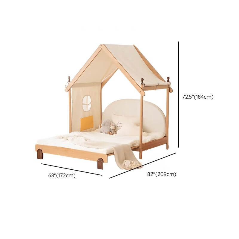 Natural Finish Kids Bed with Fun Roof and Climbing Frame Dimensions