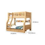 Natural Finish Modern Bunk Bed with 2 Mattresses and Storage Options Dimensions