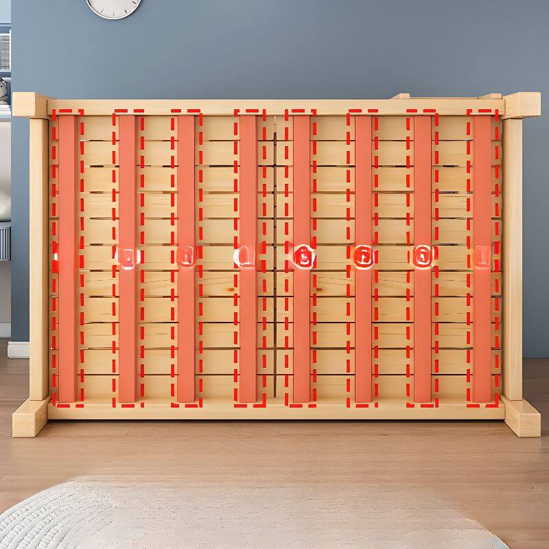 Natural Finish Modern Bunk Bed with Ladder and Storage Drawers