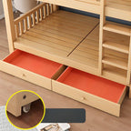 Natural Finish Modern Bunk Bed with Ladder and Storage Drawers