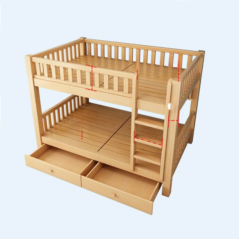 Natural Finish Modern Bunk Bed with Ladder and Storage Drawers Zweitbild