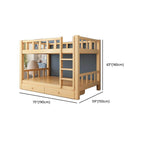 Natural Finish Modern Bunk Bed with Ladder and Storage Drawers Dimensions