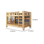 Natural Finish Modern Bunk Bed with Ladder and Storage Drawers Dimensions