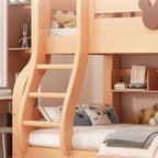 Natural Finish Modern Bunk Bed with Ladder and Storage Options