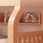 Natural Finish Modern Bunk Bed with Ladder and Storage Options
