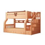 Natural Finish Modern Bunk Bed with Ladder and Storage Options