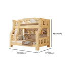 Natural Finish Modern Bunk Bed with Ladder & Drawer & Bookcase Dimensions