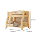 Natural Finish Modern Bunk Bed with Ladder & Drawer & Bookcase Dimensions