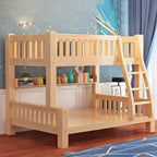 Natural Finish Modern Bunk Bed with Mattress & Storage Options