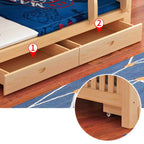 Natural Finish Modern Bunk Bed with Mattress & Storage Options
