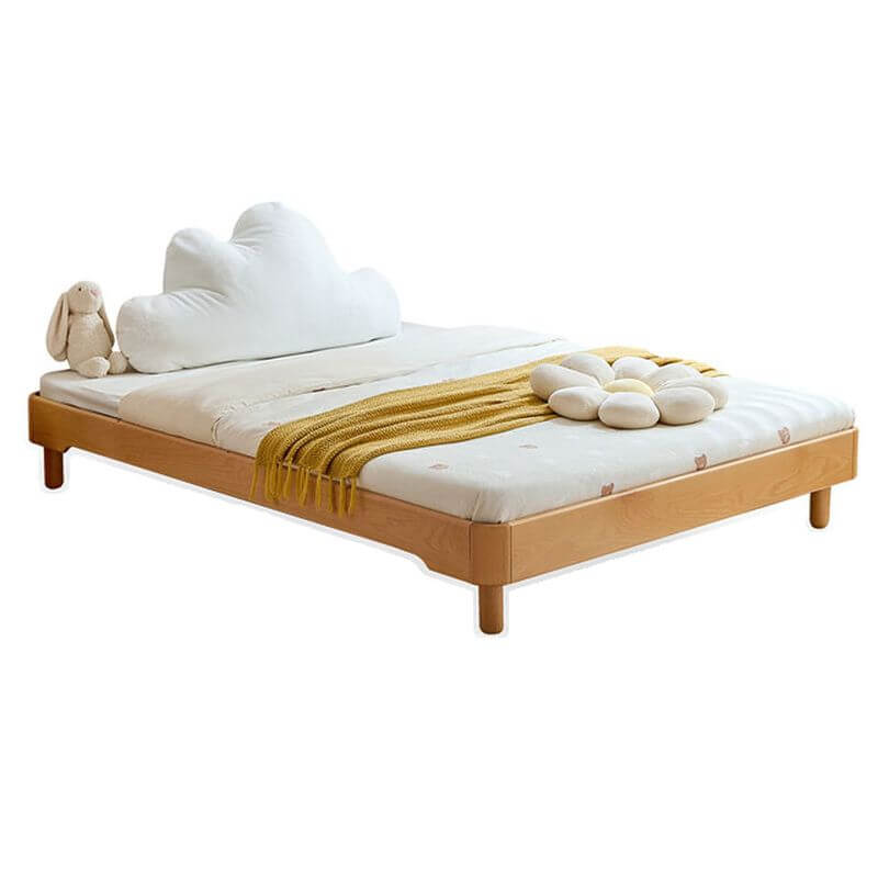 Natural Finish Modern Kids Bed - Standard Size Wooden Design メイン画像