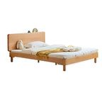 Natural Finish Modern Kids Bed - Standard Size Wooden Design
