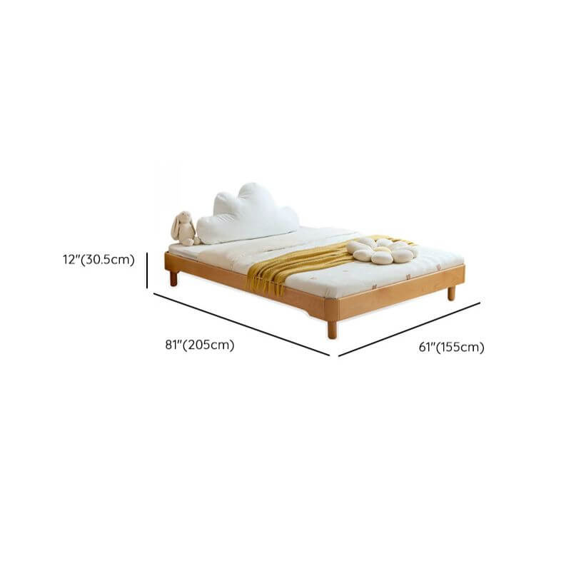 Natural Finish Modern Kids Bed - Standard Size Wooden Design Dimensions