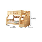 Natural Finish Modern Kids Loft Bed with Integrated Stair Drawers and Guardrails Dimensions
