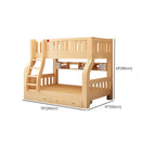 Natural Finish Modern Kids Loft Bed with Integrated Stair Drawers and Guardrails Dimensions