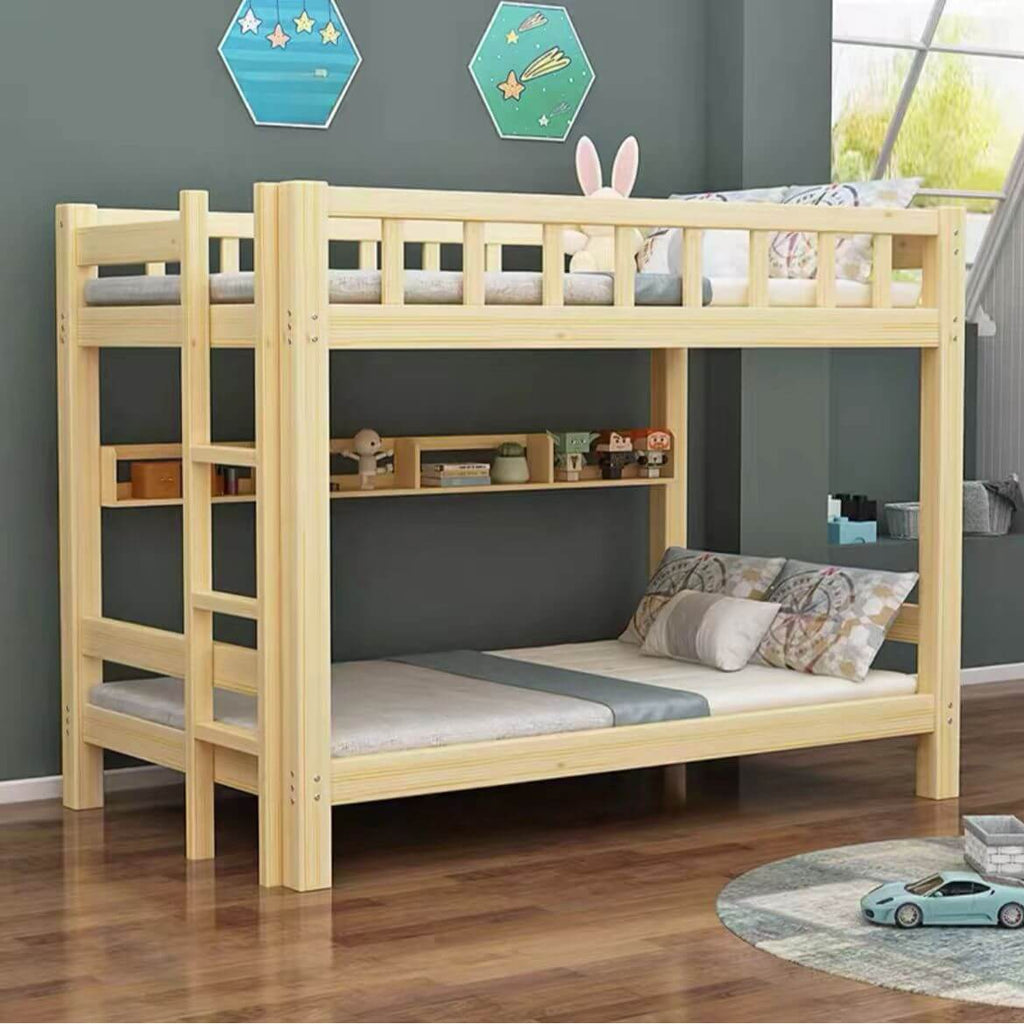Natural Finish Modern Platform Bunk Bed for Kids - Safe & Stylish
