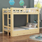 Natural Finish Modern Platform Bunk Bed for Kids - Safe & Stylish