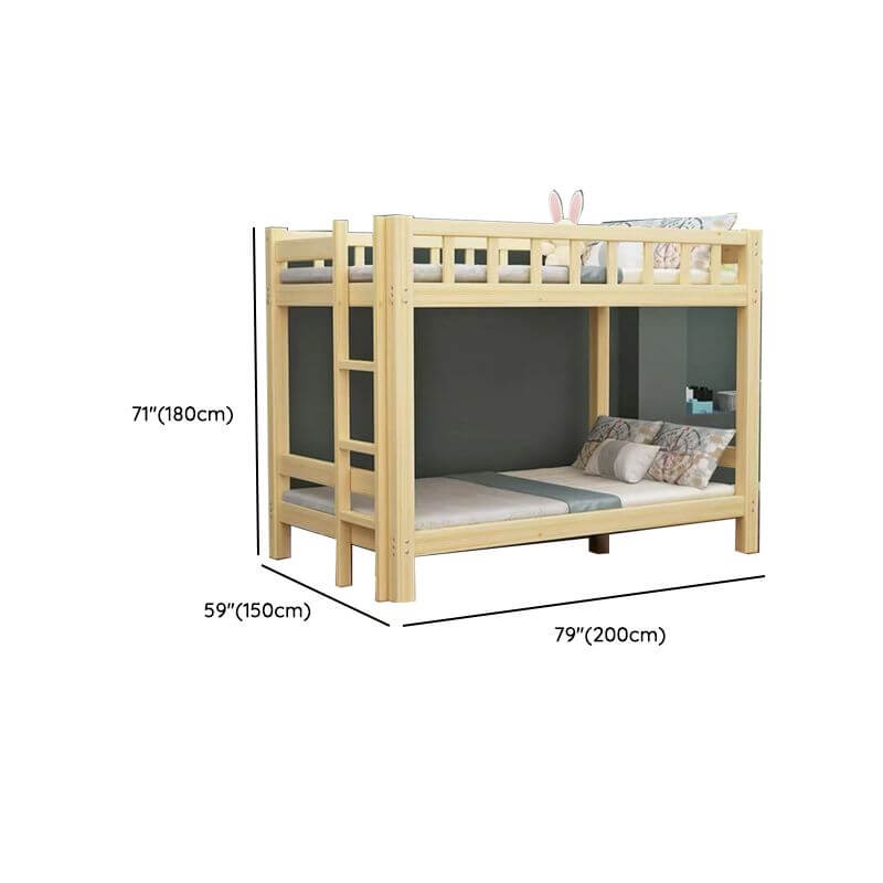 Natural Finish Modern Platform Bunk Bed for Kids - Safe & Stylish Dimensions
