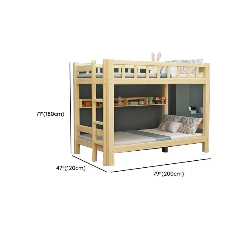 Natural Finish Modern Platform Bunk Bed for Kids - Safe & Stylish Dimensions