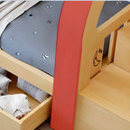 Natural Finish Modern Wood Bunk Bed with Bookcase, Ladder, and Storage Drawers