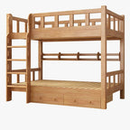 Natural Finish Modern Wood Bunk Bed with Ladder for Kids