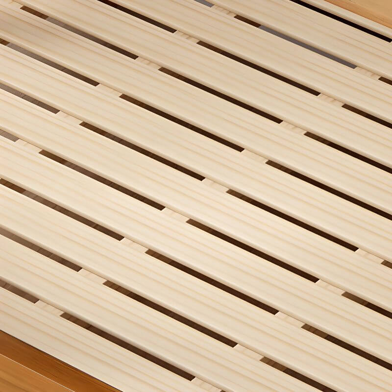 Natural Finish Modern Wood Bunk Bed with Ladder for Kids