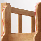 Natural Finish Modern Wood Bunk Bed with Ladder for Kids