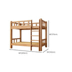 Natural Finish Modern Wood Bunk Bed with Ladder for Kids Dimensions