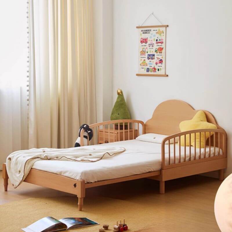 Natural Finish Scandinavian Wood Daybed with Headboard