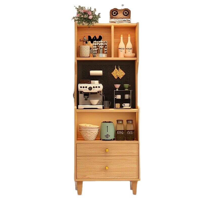 Natural Finish Walnut Modern Kitchen Storage Cabinet