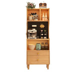 Natural Finish Walnut Modern Kitchen Storage Cabinet