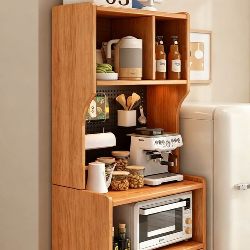 Natural Finish Walnut Modern Kitchen Storage Cabinet Image secondaire du produit