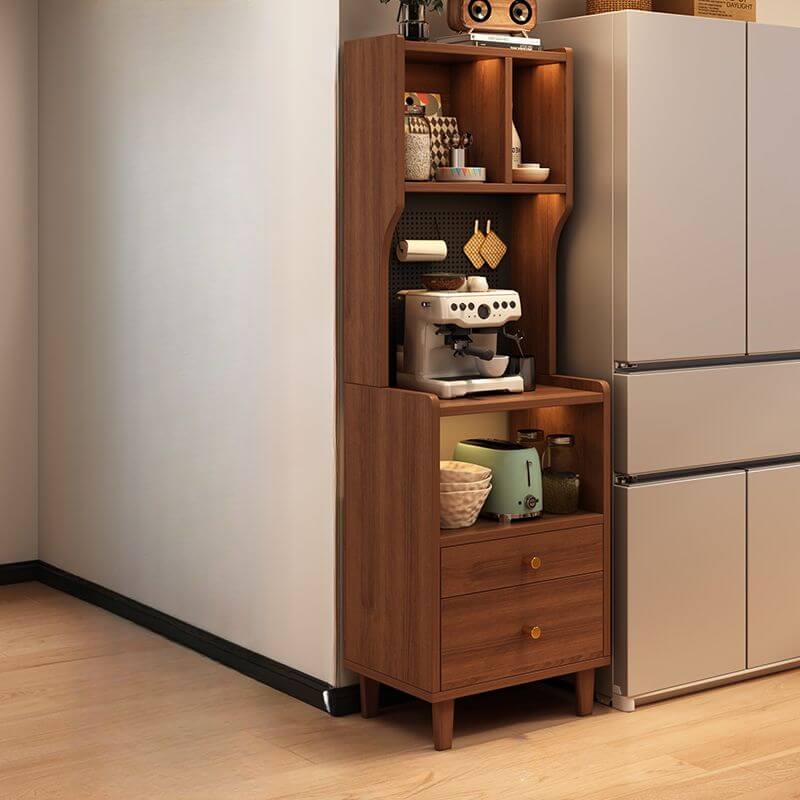 Natural Finish Walnut Modern Kitchen Storage Cabinet