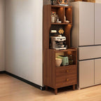 Natural Finish Walnut Modern Kitchen Storage Cabinet
