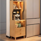 Natural Finish Walnut Modern Kitchen Storage Cabinet