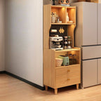 Natural Finish Walnut Modern Kitchen Storage Cabinet