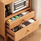 Natural Finish Walnut Modern Kitchen Storage Cabinet