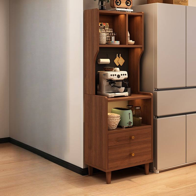 Natural Finish Walnut Modern Kitchen Storage Cabinet
